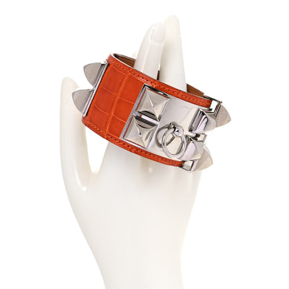 Hermes Shiny Alligator Collier De Chien CDC Bracelet S Orange 2 of 6