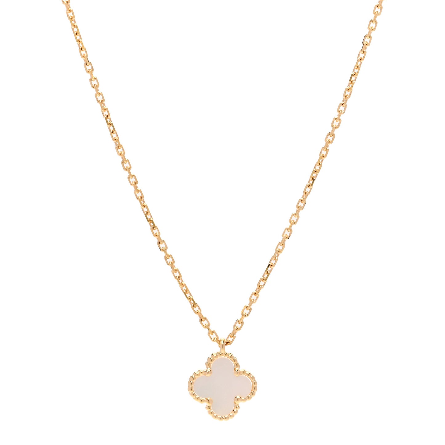 18K Yellow Gold Mother of Pearl Sweet Alhambra Pendant Necklace
