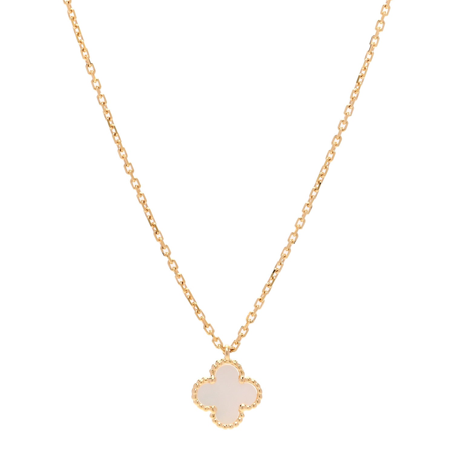 Van Cleef & Arpels 18K Yellow Gold Mother of Pearl Sweet Alhambra Pendant Necklace 1 of 6