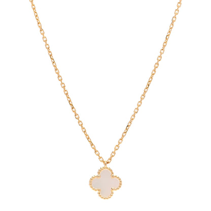 Van Cleef & Arpels 18K Yellow Gold Mother of Pearl Sweet Alhambra Pendant Necklace 1 of 6