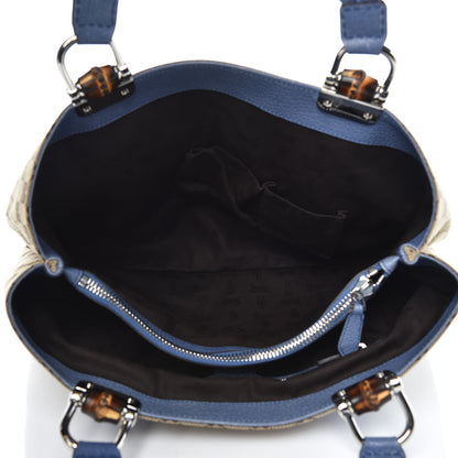 Gucci Monogram Medium Bamboo Bar Tote Blue 6 of 9