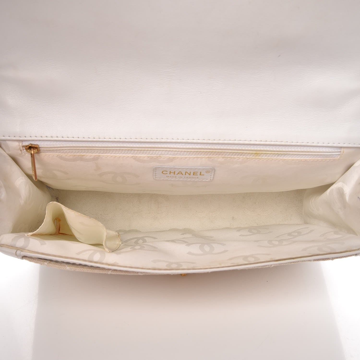 Chanel Lambskin Canvas Quilted Top Handle Flap Bag White 5 of 27