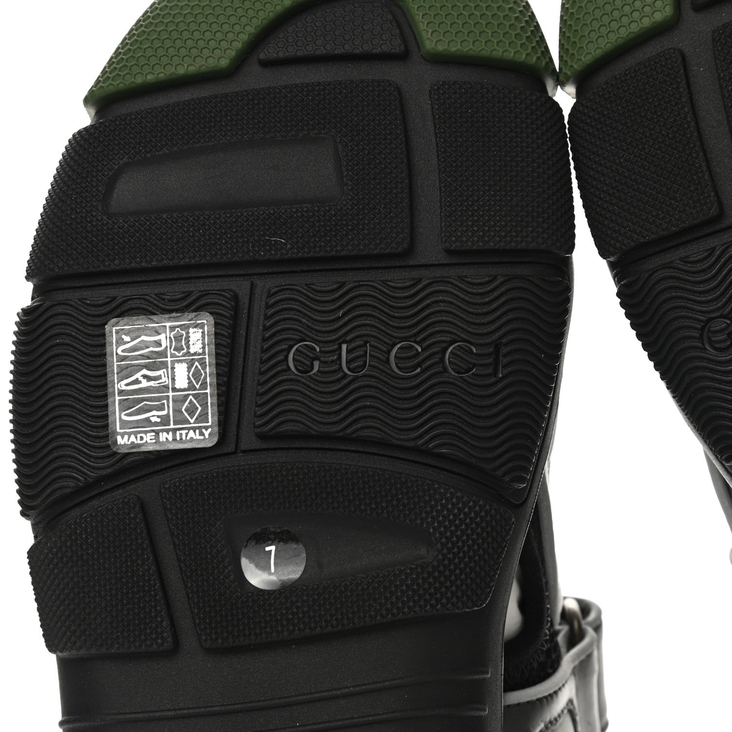 Gucci Mesh Fabric Mens Tinsel Sport Sandals 7 Black Silver Green 6 of 10