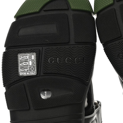 Gucci Mesh Fabric Mens Tinsel Sport Sandals 7 Black Silver Green 6 of 10