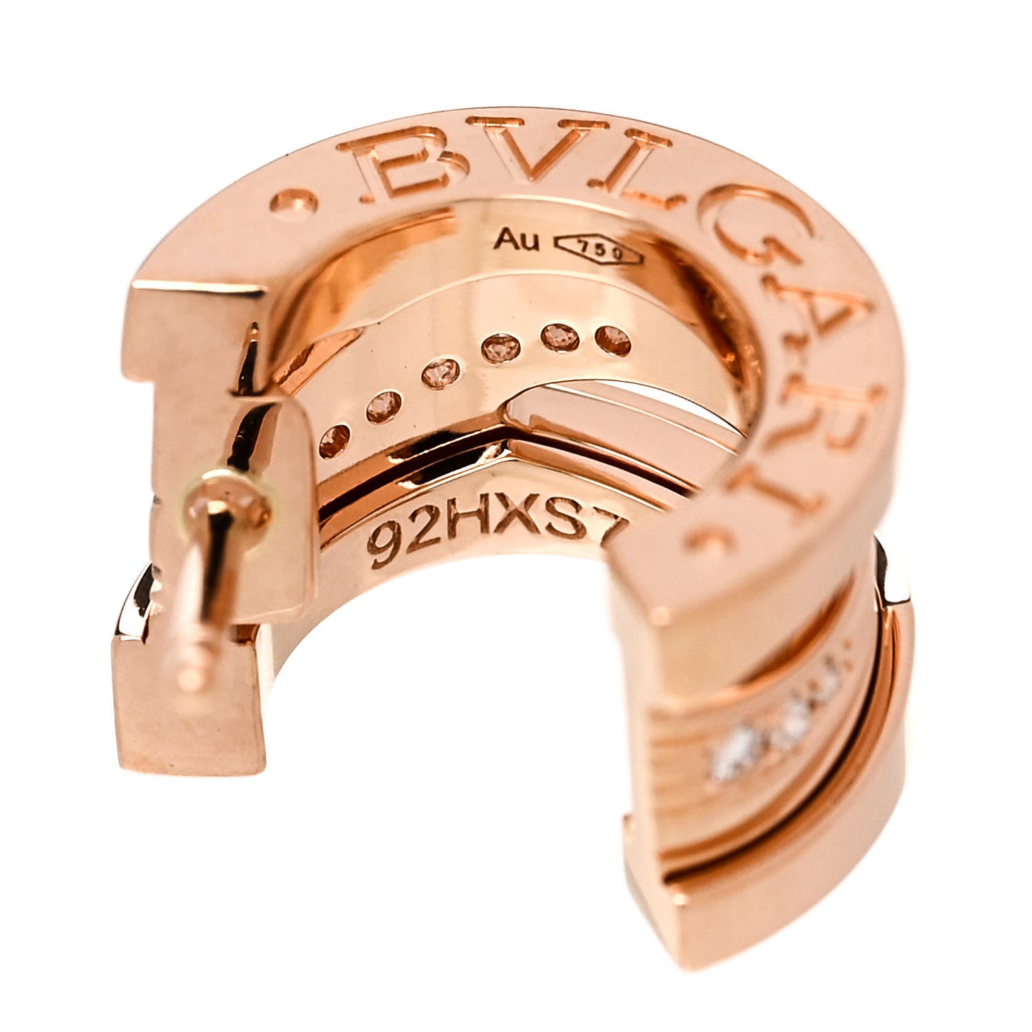 Bulgari 18K Rose Gold Diamond B.Zero1 Legend Hoop Earrings 4 of 6