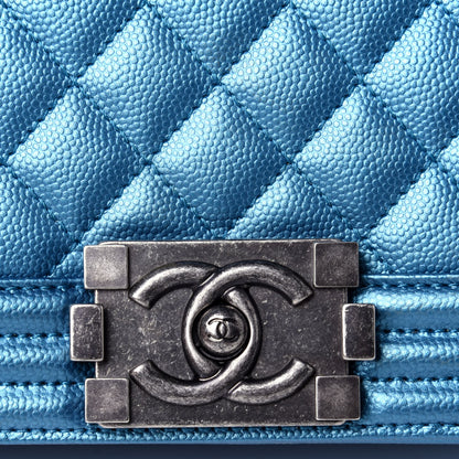 Chanel Metallic Caviar Quilted Medium Boy Flap Turquoise 10 of 11