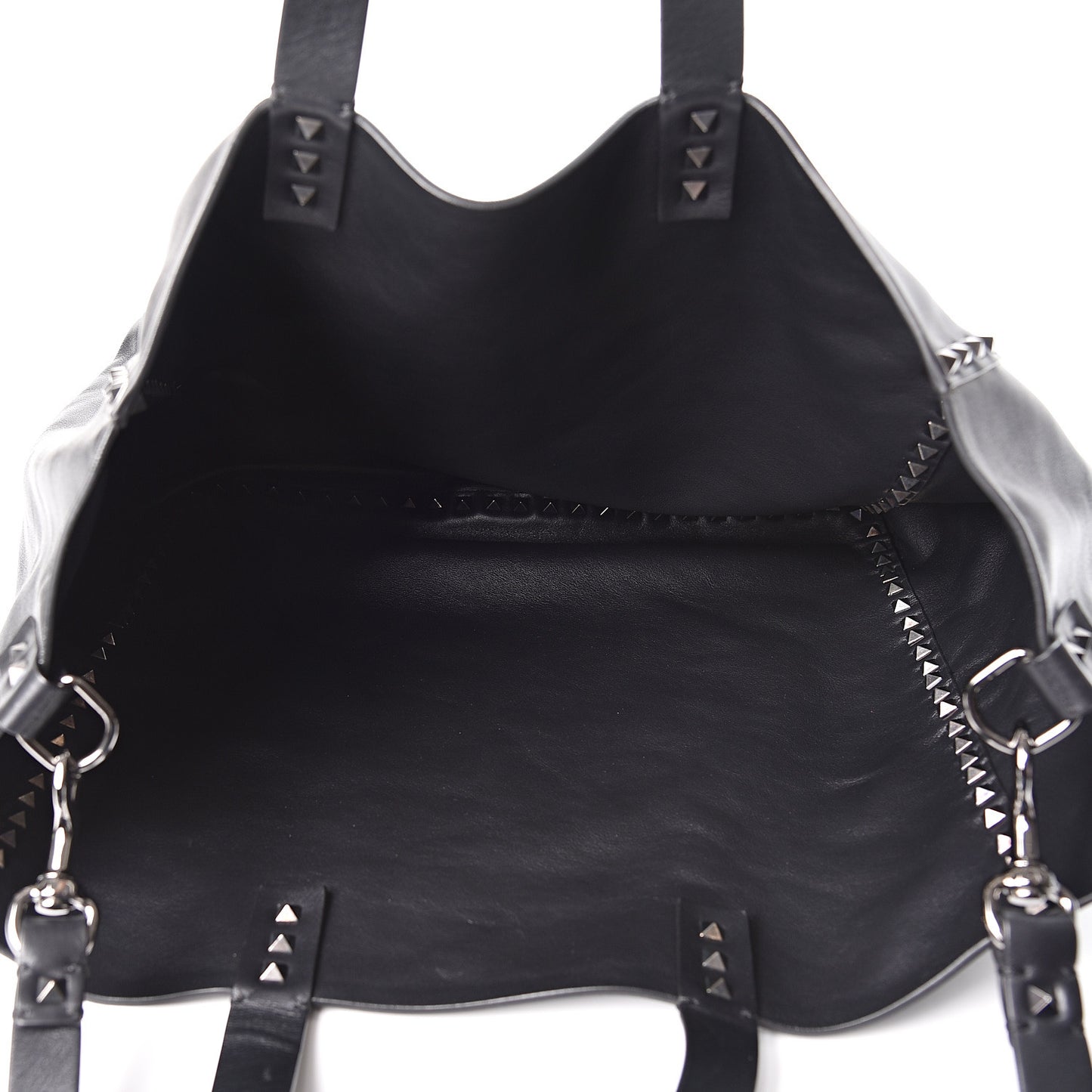 Vitello Monkey Studded Rockstud Tote Black