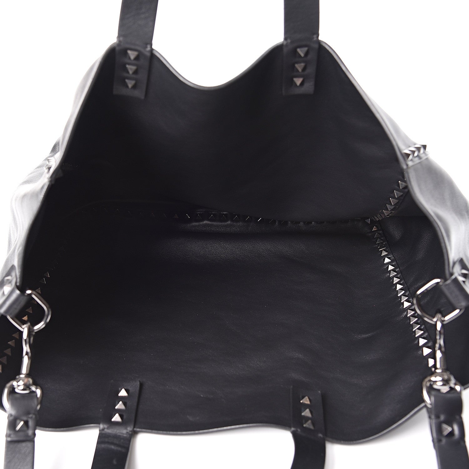 Valentino Garavani Vitello Monkey Studded Rockstud Tote Black 4 of 7