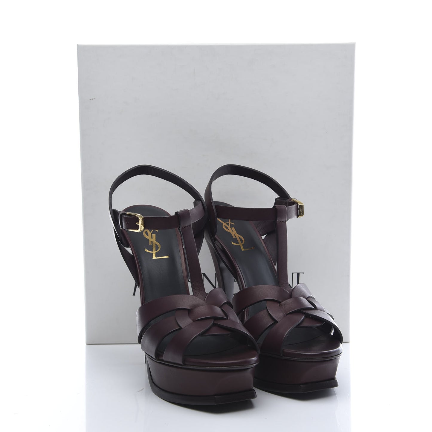 Calfskin Tribute 105 Platform Sandals 37 Bordeaux