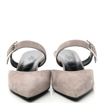 Hermes Suede Goatskin Blink Mules 36.5 Beige Rose 2 of 9