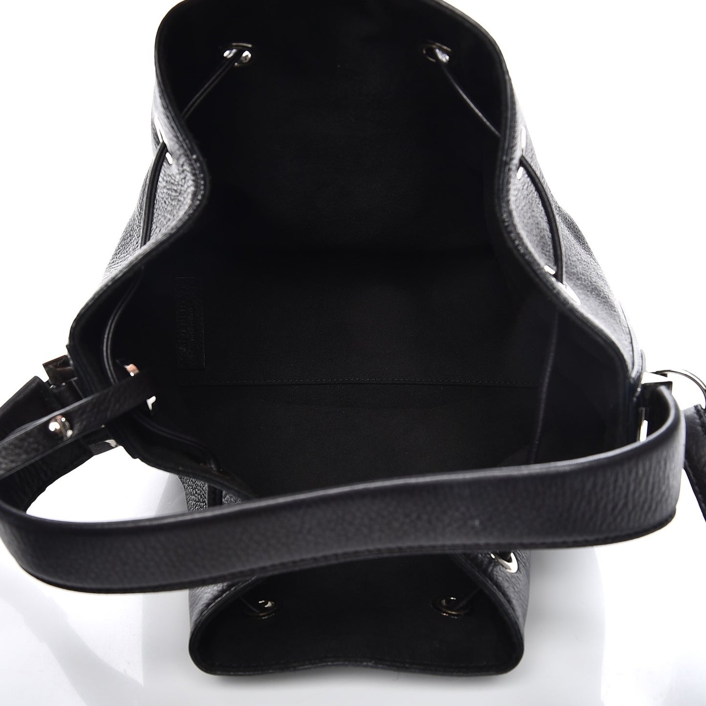 Calfskin Small Lucrezia Drawstring Bucket Bag Black
