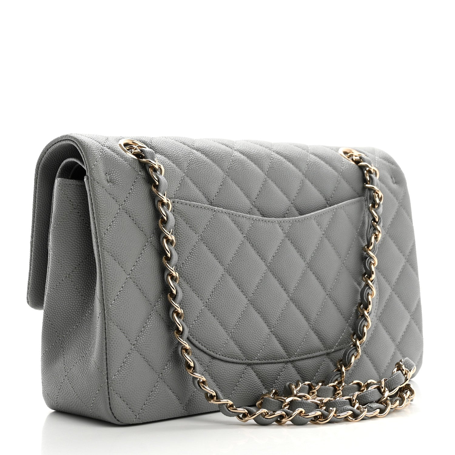 Chanel Caviar Quilted Medium Double Flap Grey 3 of 10
