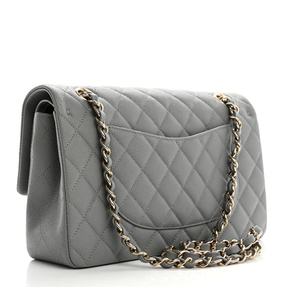 Chanel Caviar Quilted Medium Double Flap Grey 3 of 10