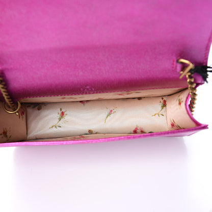 Gucci Metallic Calfskin Matelasse Crystal GG Marmont Mini Bag Fuchsia 5 of 9