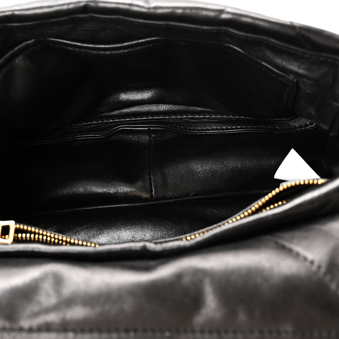 Nappa Soft Padded Logo Embossed Triangle Quilted Small Shoulder Bag Black