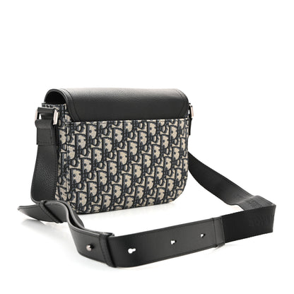Christian Dior Oblique Jacquard Grained Calfskin Small Saddle Messenger Bag Beige Black 3 of 10