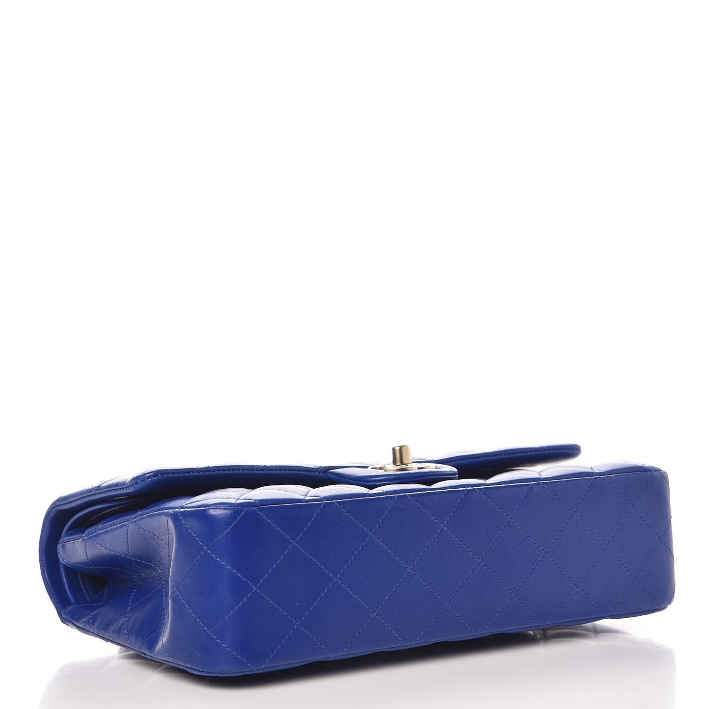 Lambskin Quilted Medium Double Flap Dark Blue