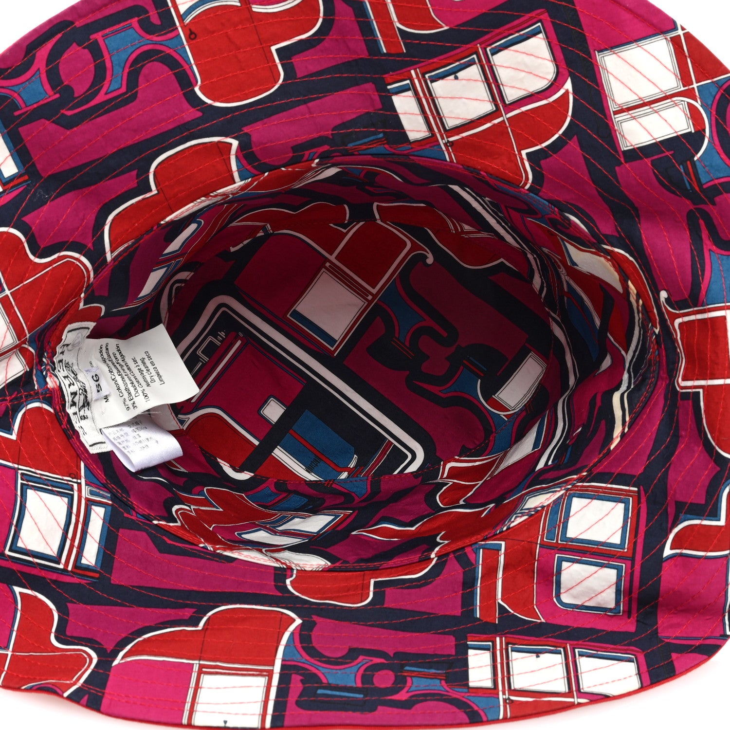 Hermes Cotton Twilly Bucket Hat 56 Red Multicolor 7 of 8