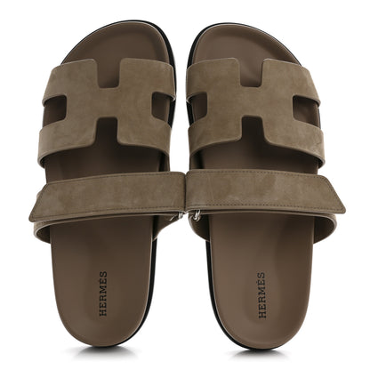 Hermes Suede Goatskin Womens Chypre Sandals 39 Beige Sable 2 of 10