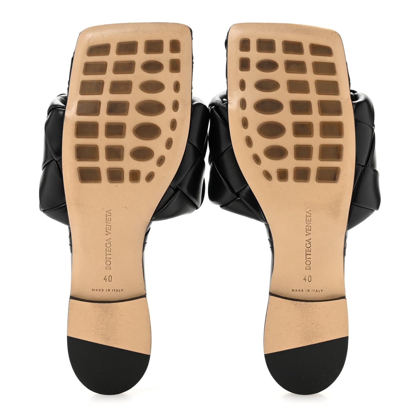 Nappa Maxi Intrecciato Lido Flat Sandals 40 Black