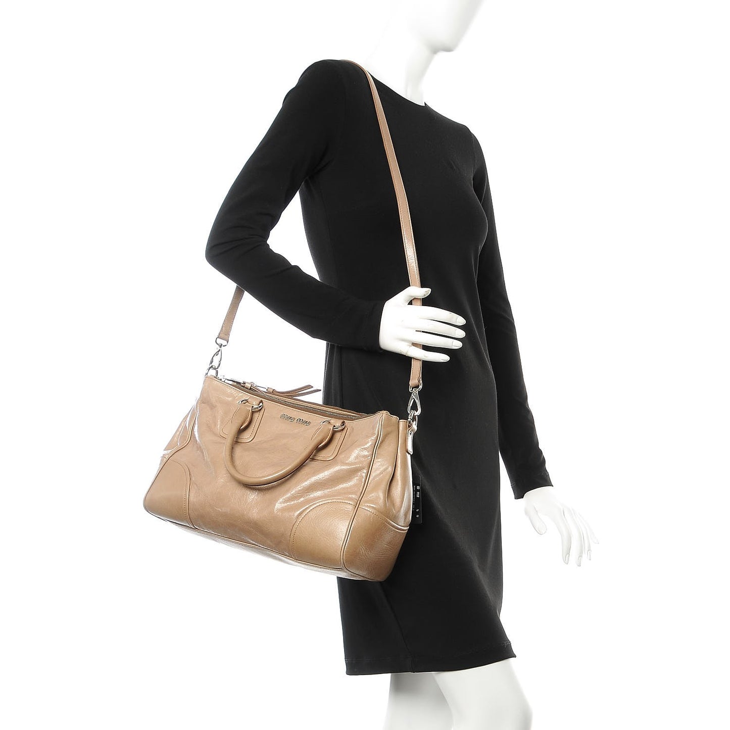 Vitello Shine Top Handle Satchel Cammeo