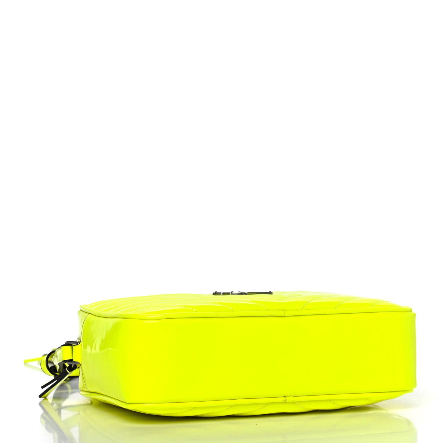 Saint Laurent Patent Calfskin Matelasse Monogram Lou Camera Bag Neon Yellow 3 of 4