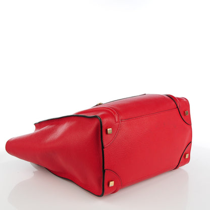 Celine Drummed Calfskin Mini Luggage Coquelicot 4 of 9