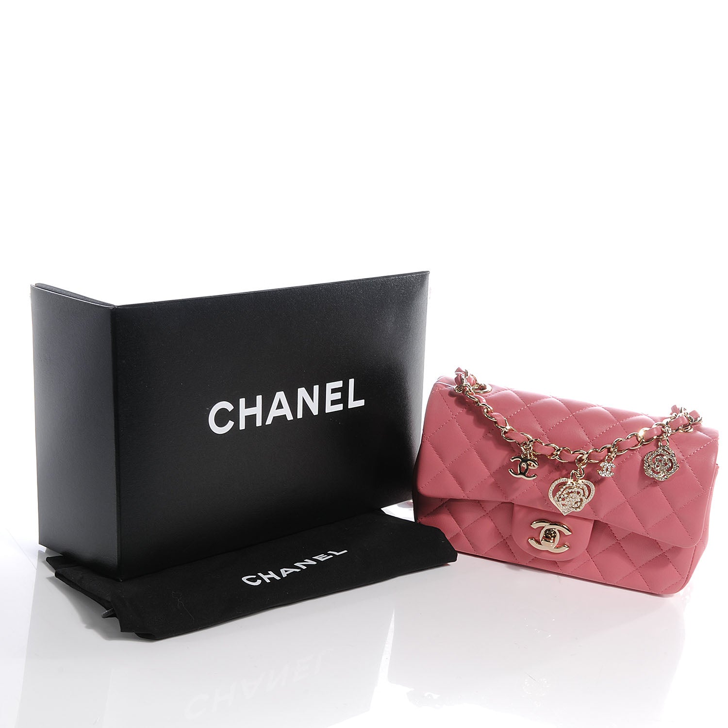 Chanel Lambskin Quilted Valentine Charms Mini Rectangular Flap Pink 6 of 10