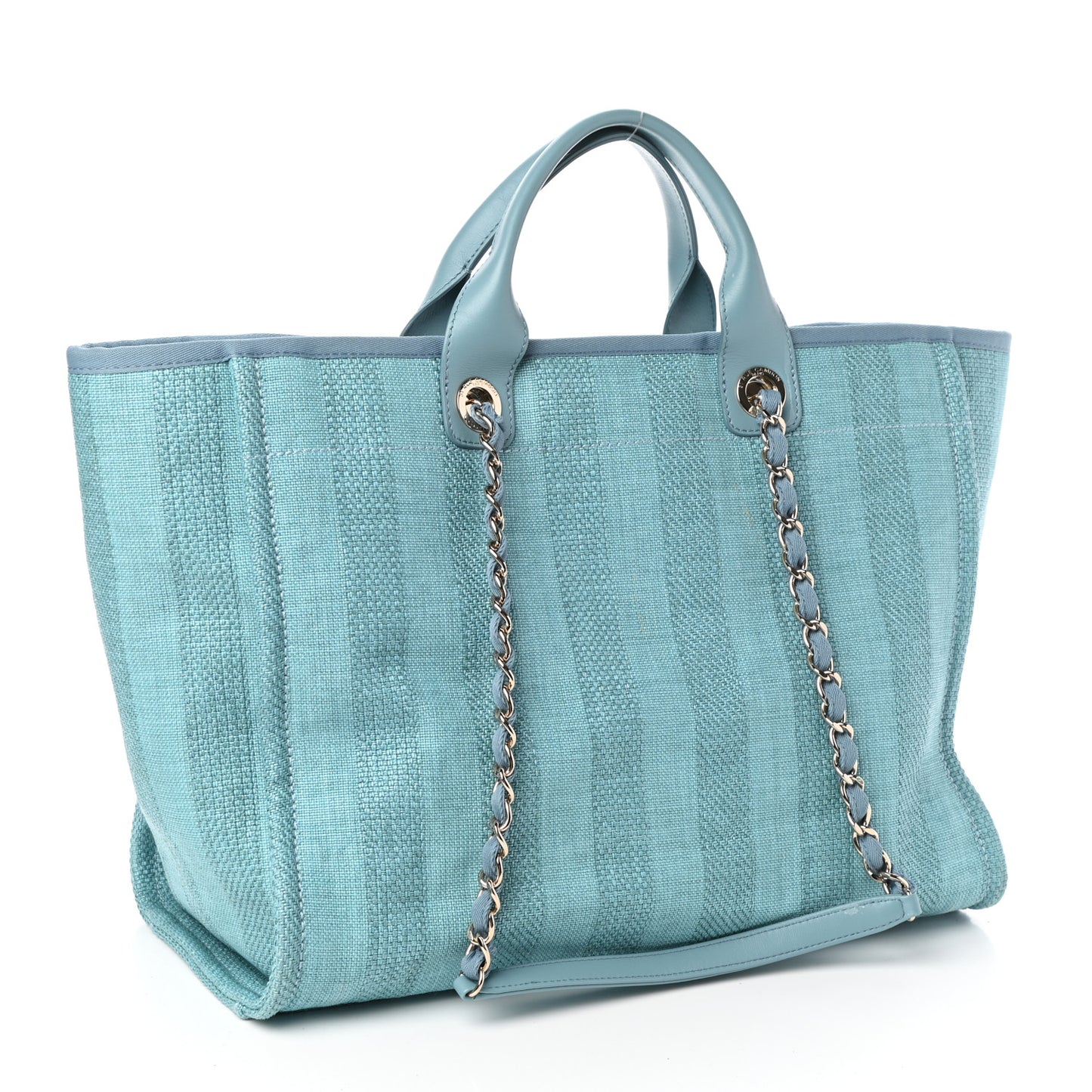 Mixed Fibers Striped Medium Deauville Tote Blue