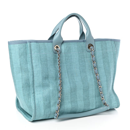 Chanel Mixed Fibers Striped Medium Deauville Tote Blue 3 of 11