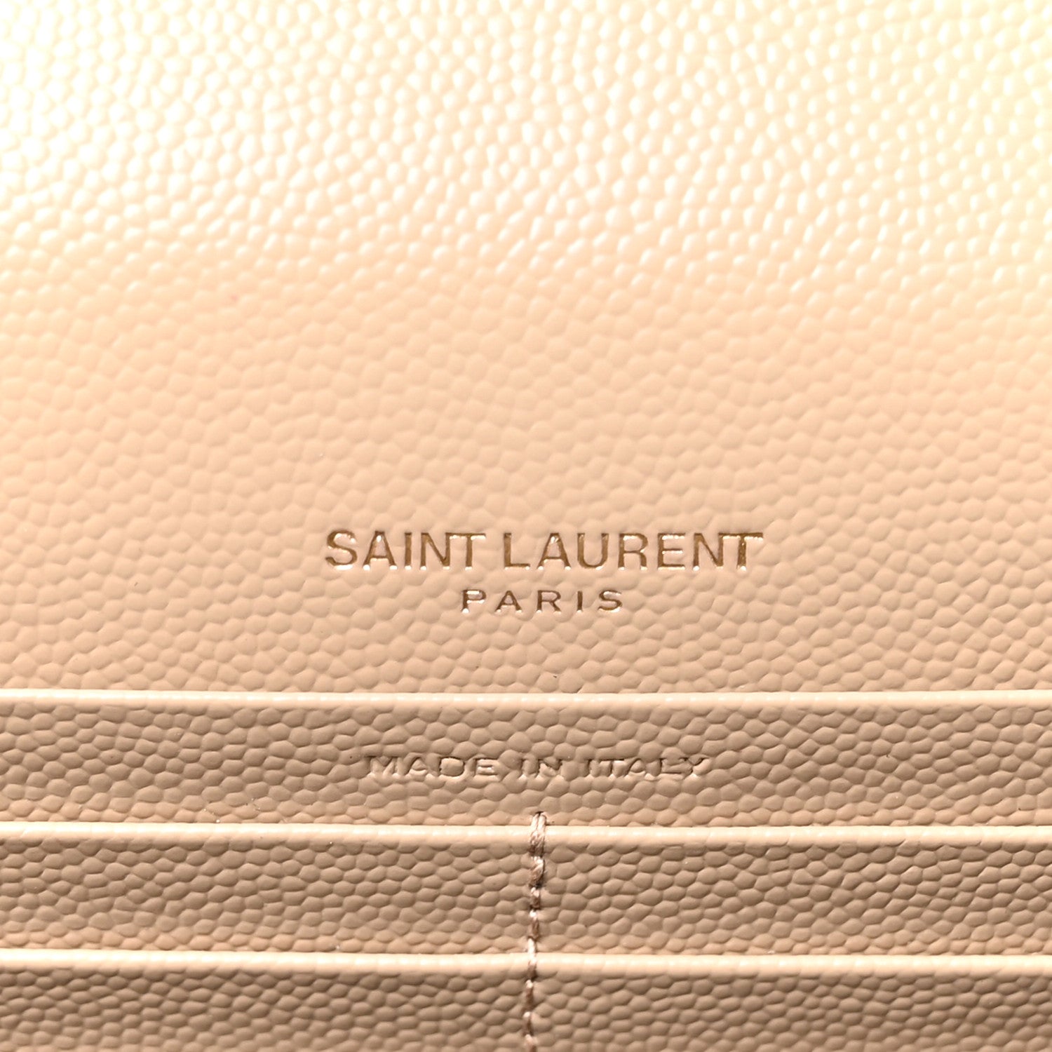 Saint Laurent Grain De Poudre Matelasse Chevron Monogram Envelope Chain Wallet Dark Beige 6 of 11