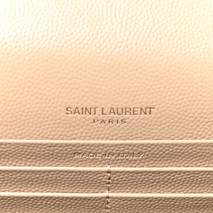 Saint Laurent Grain De Poudre Matelasse Chevron Monogram Envelope Chain Wallet Dark Beige 6 of 11