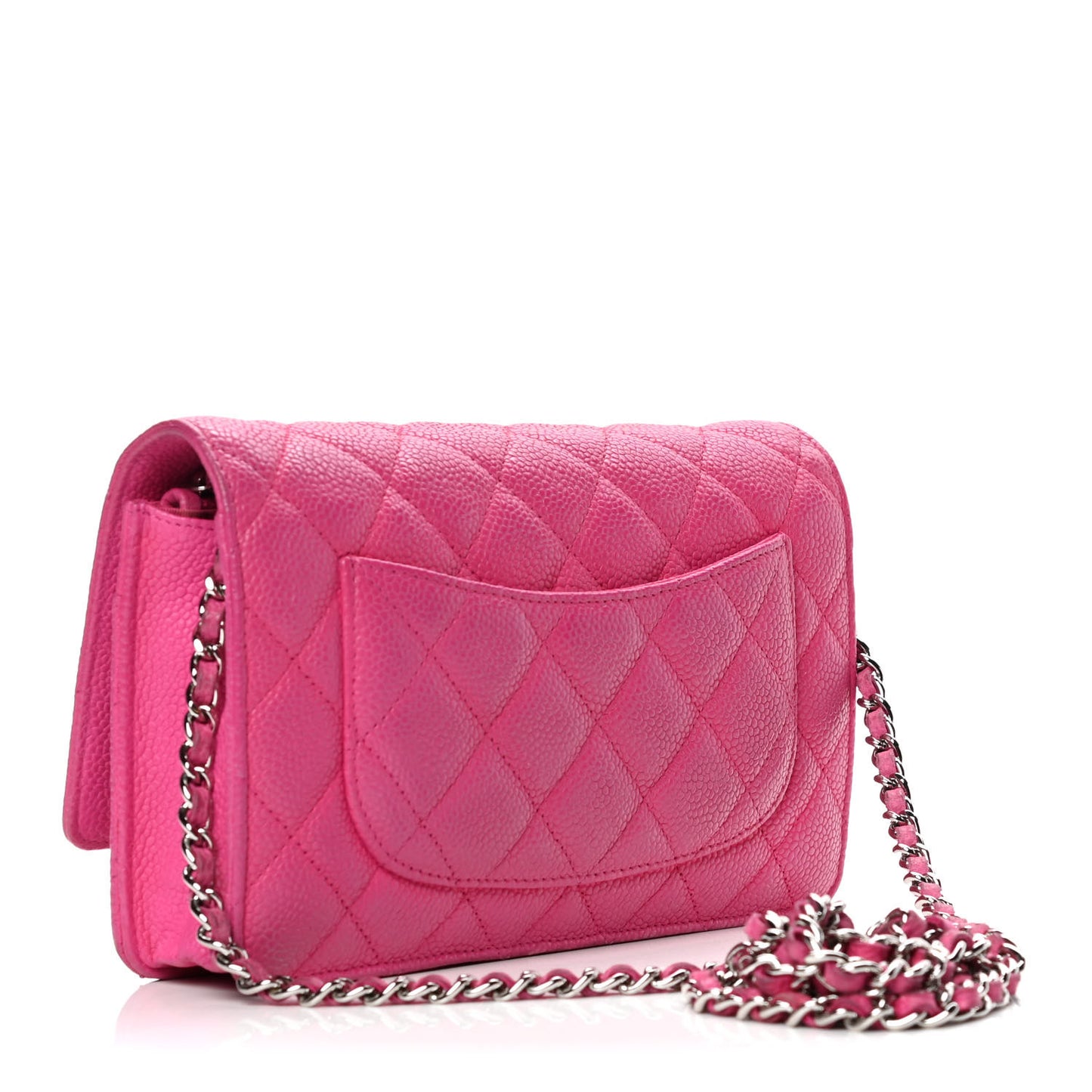 Caviar Quilted Wallet on Chain WOC Pink