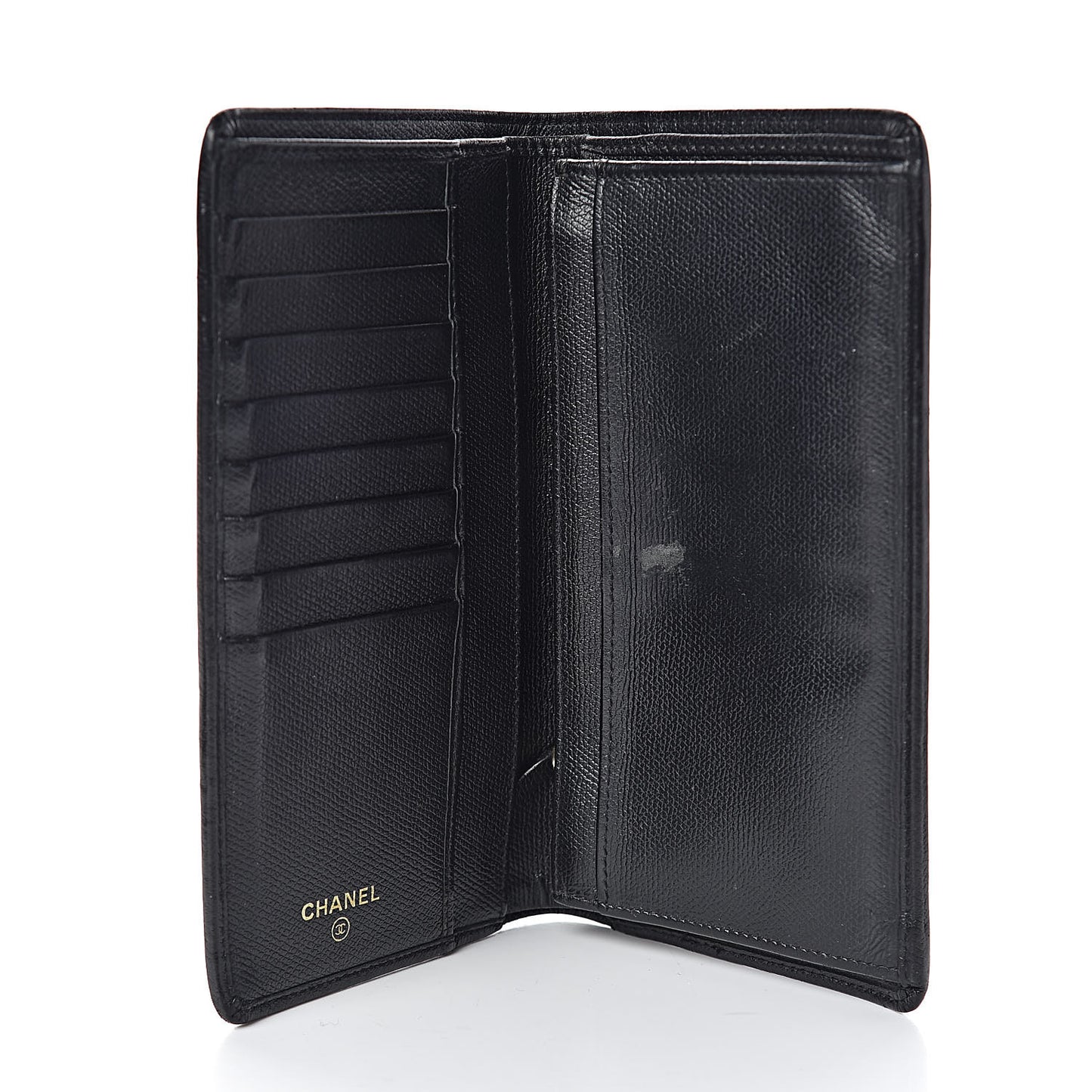 Grained Calfskin CC Button Yen Wallet Black