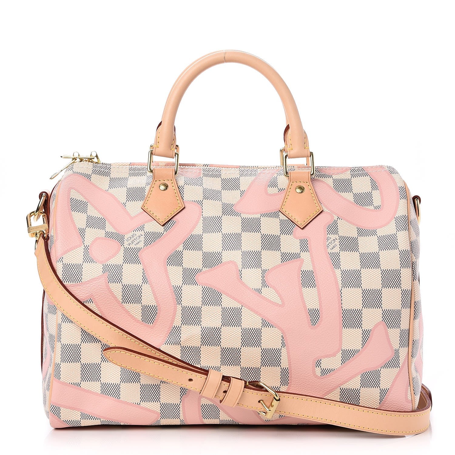 Louis Vuitton Damier Azur Tahitienne Speedy Bandouliere 30 Rose Ballerine 2 of 14