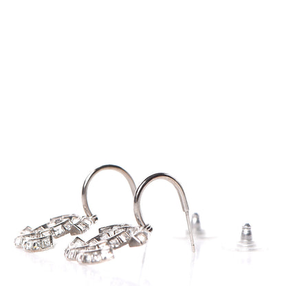 Chanel Baguette Crystal CC Dangle Earrings Silver 4 of 5