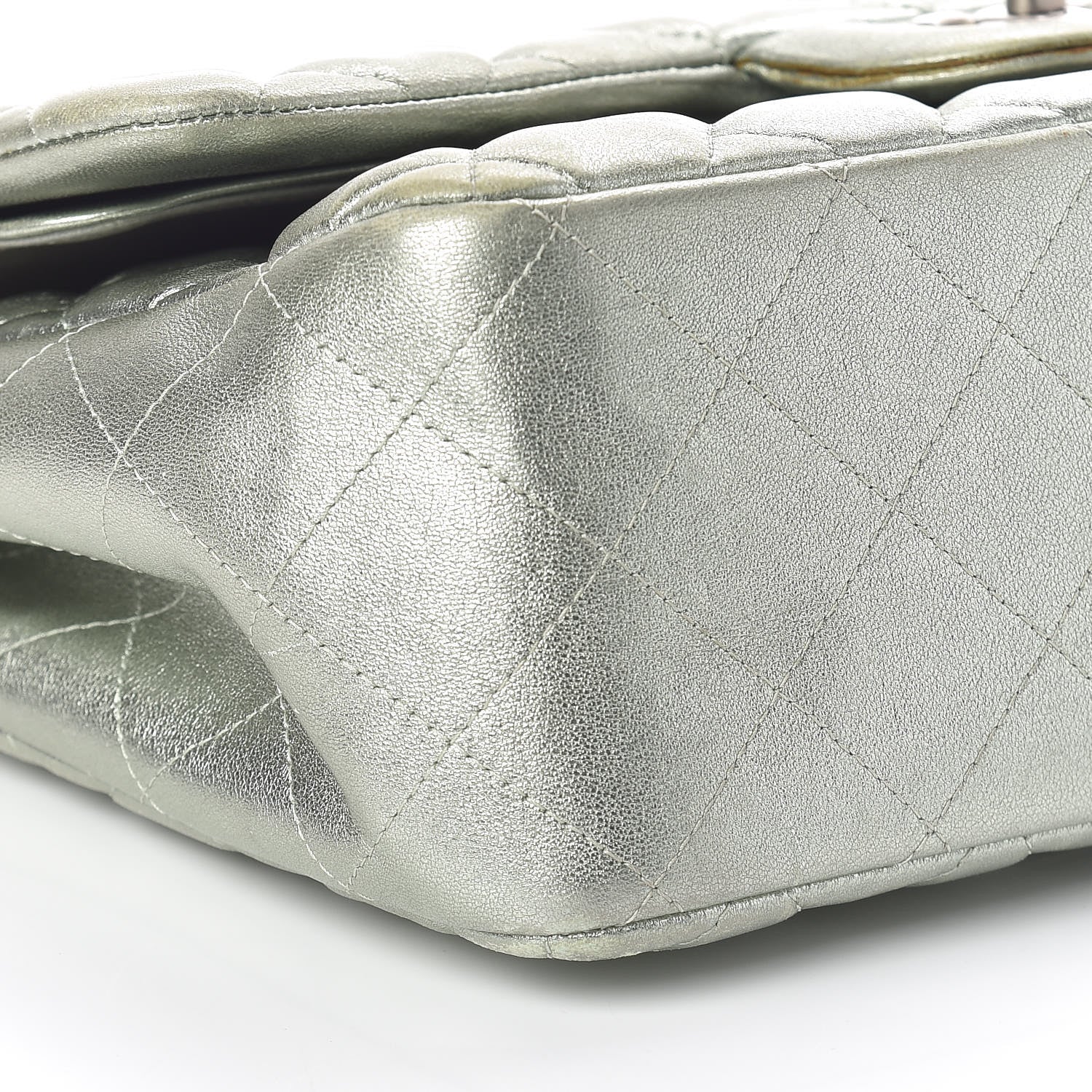 Chanel Metallic Lambskin Quilted Jumbo Double Flap Green 9 of 10