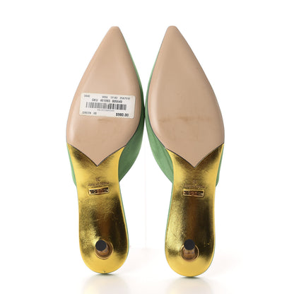 Gucci Moire Fabric Crystal GG Embellished Mules 38 New Shamarock 6 of 10