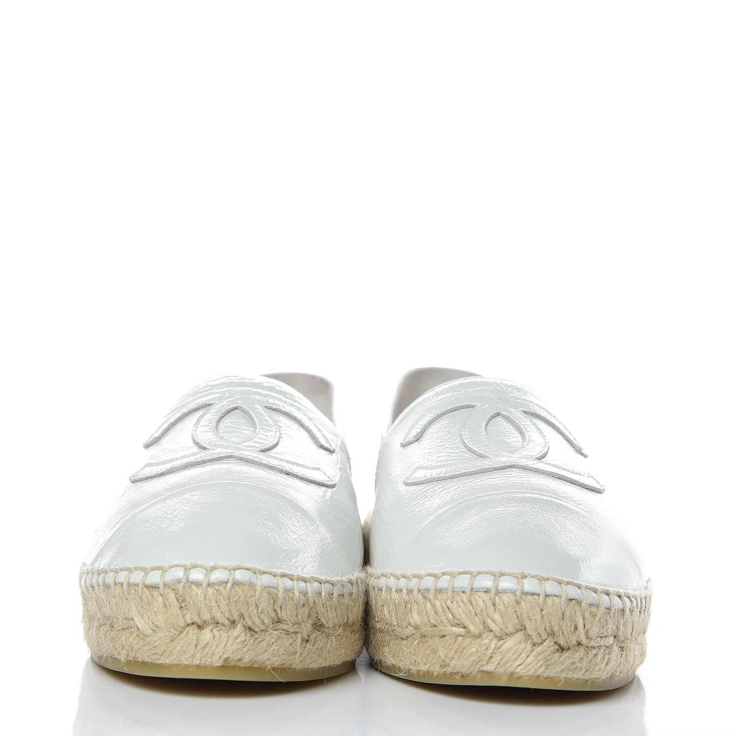Chanel Distressed Patent CC Espadrilles 37 White 2 of 11
