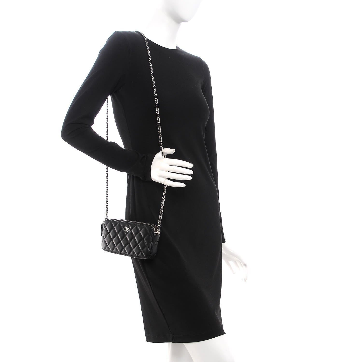Chanel Lambskin Quilted Small Clutch With Chain Black 2 of 9