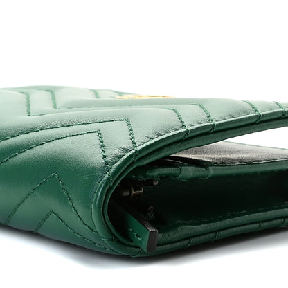 Gucci Calfskin Matelasse GG Marmont Card Case Wallet Emerald 6 of 9