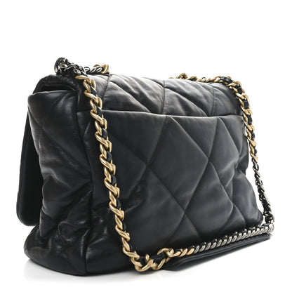 Chanel Goatskin Quilted Maxi Chanel 19 Flap Black 3 of 9