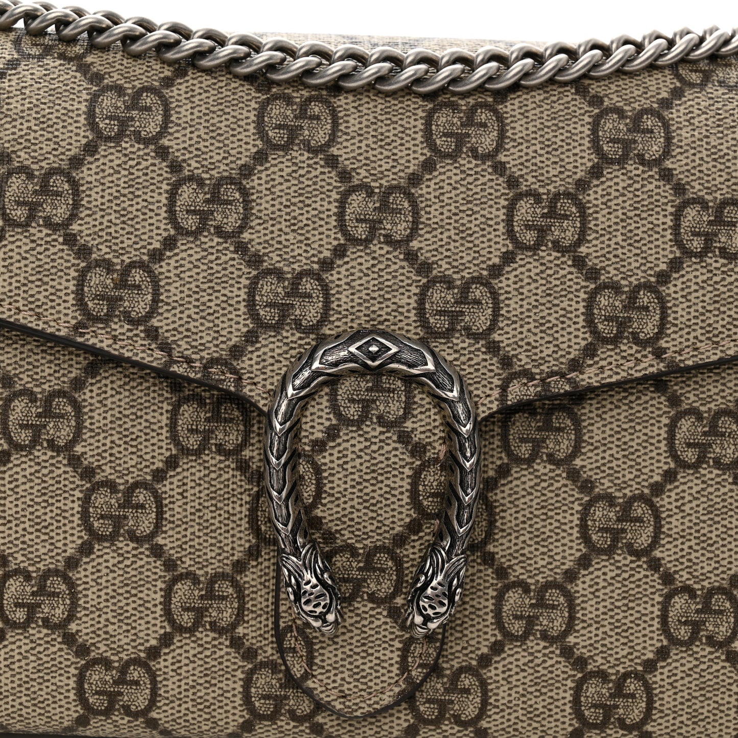 GG Supreme Monogram Mini Dionysus Chain Wallet Beige Taupe