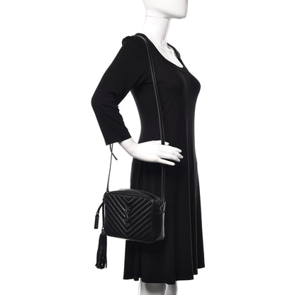 Saint Laurent Calfskin Matelasse Monogram Lou Camera Bag Black 2 of 9