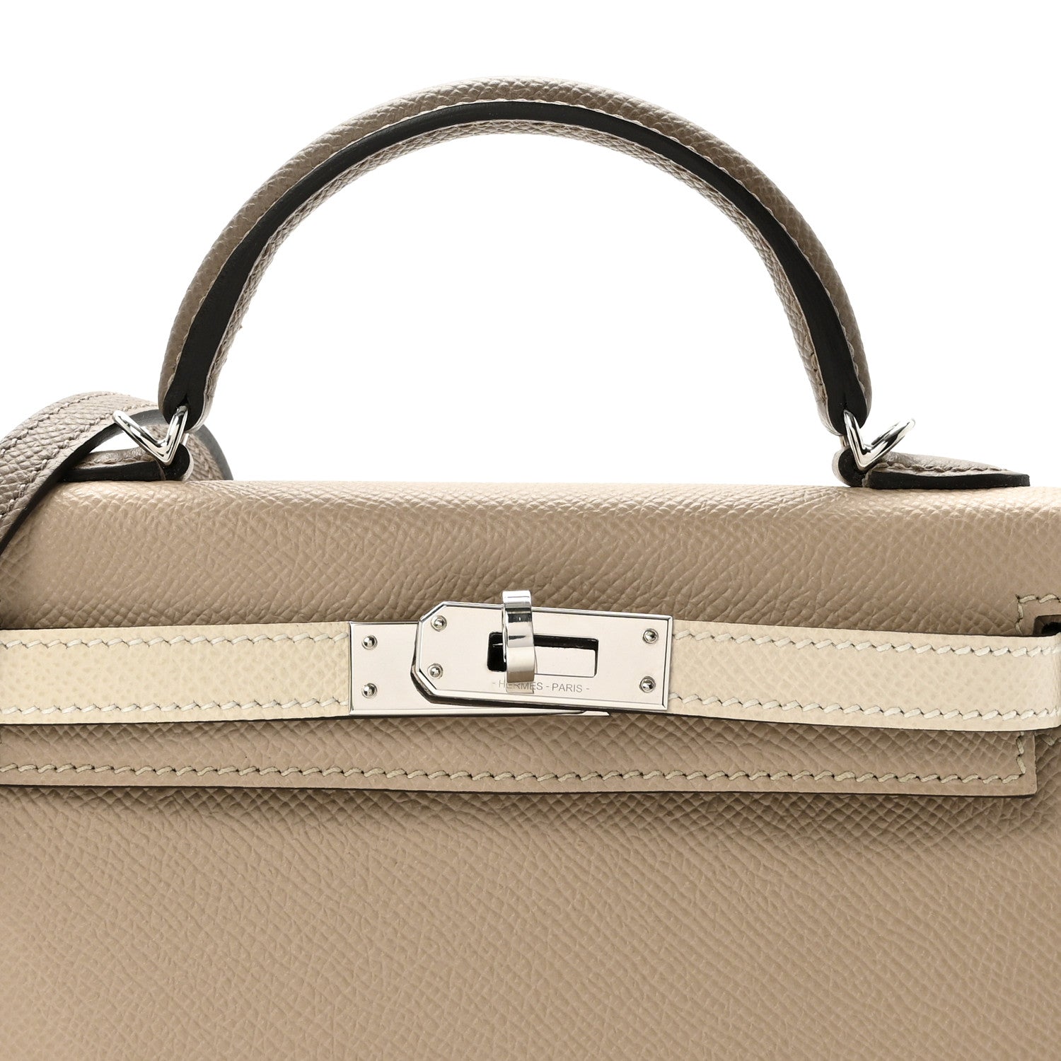 Hermes Epsom Tri-Color Mini Kelly Sellier 20 Trench Craie Etoupe 8 of 12