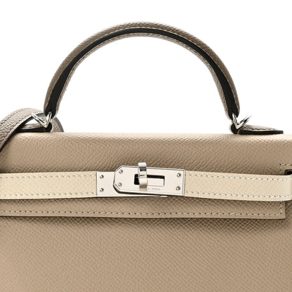 Hermes Epsom Tri-Color Mini Kelly Sellier 20 Trench Craie Etoupe 8 of 12