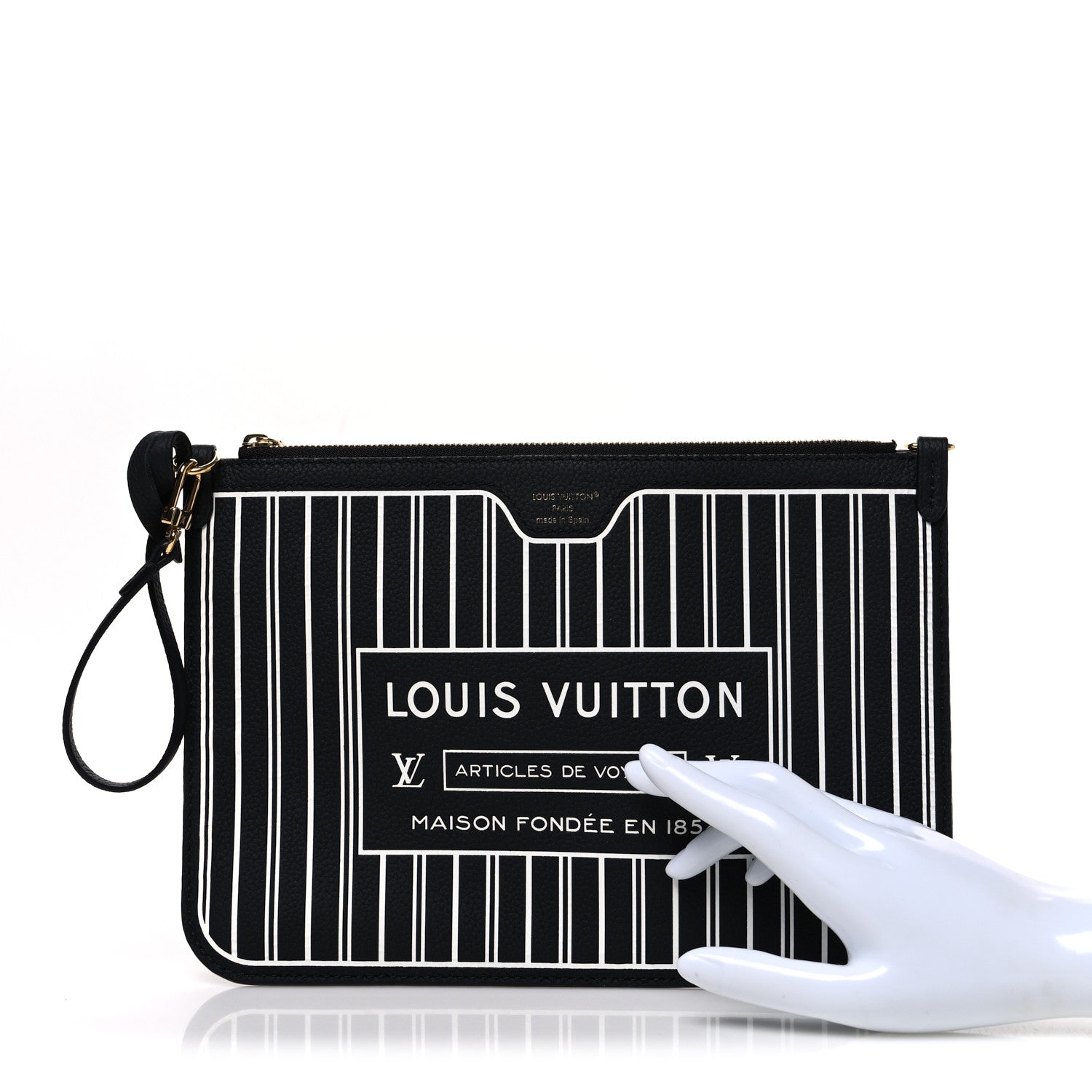 Louis Vuitton Calfskin Neverfull Inside Out MM Pochette Black 2 of 6