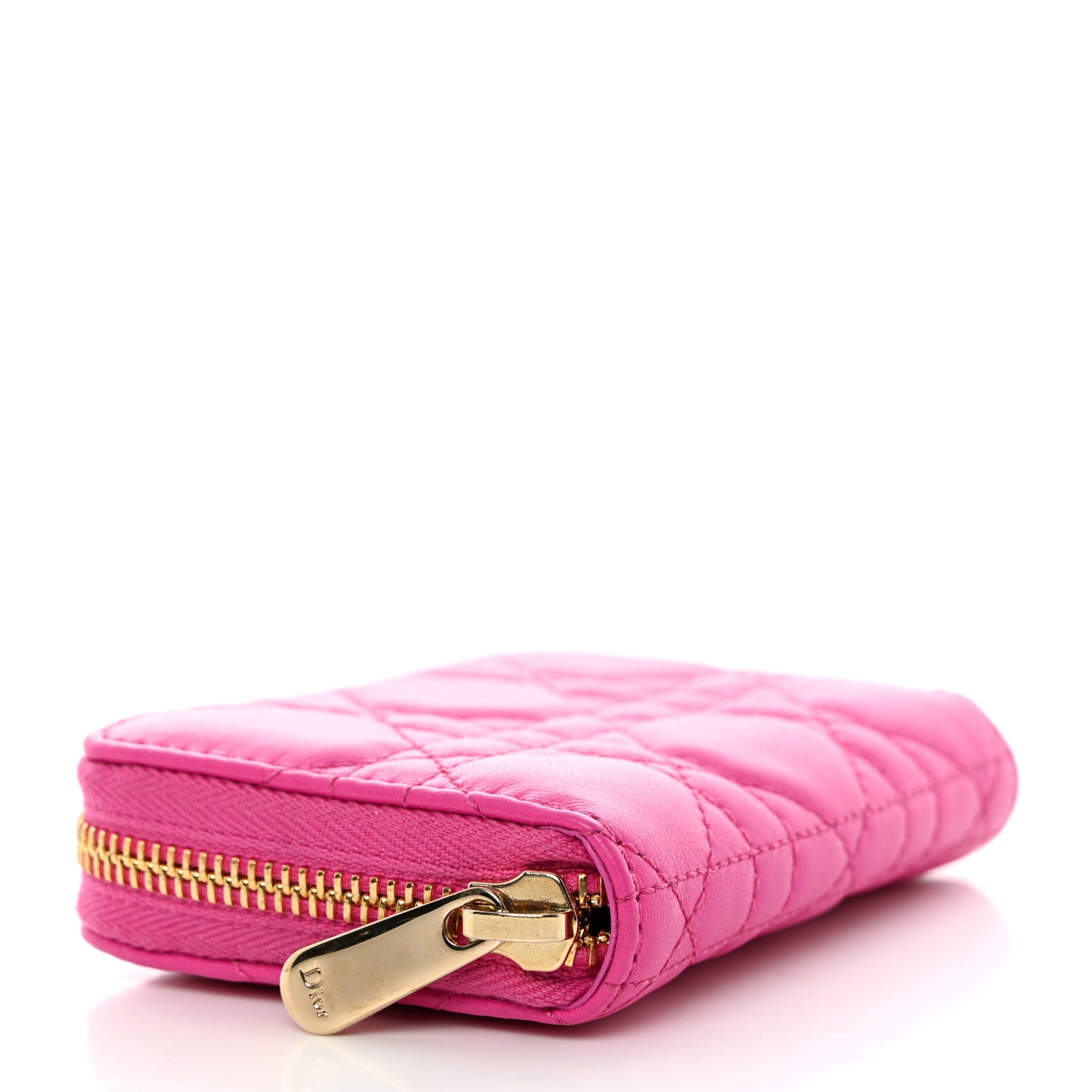 Lambskin Cannage Mini Lady Dior Zip Portemonnaie Rani Pink