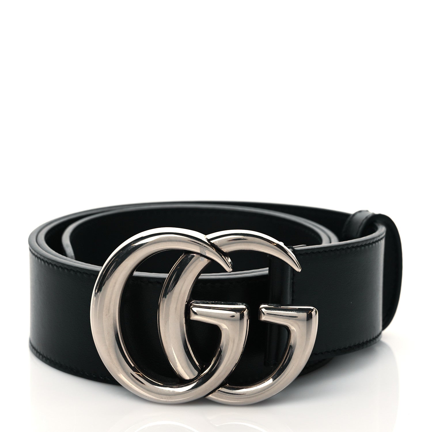 Gucci Plutone Calfskin Palladium Double G 40mm Belt 85 34 Black 1 of 5
