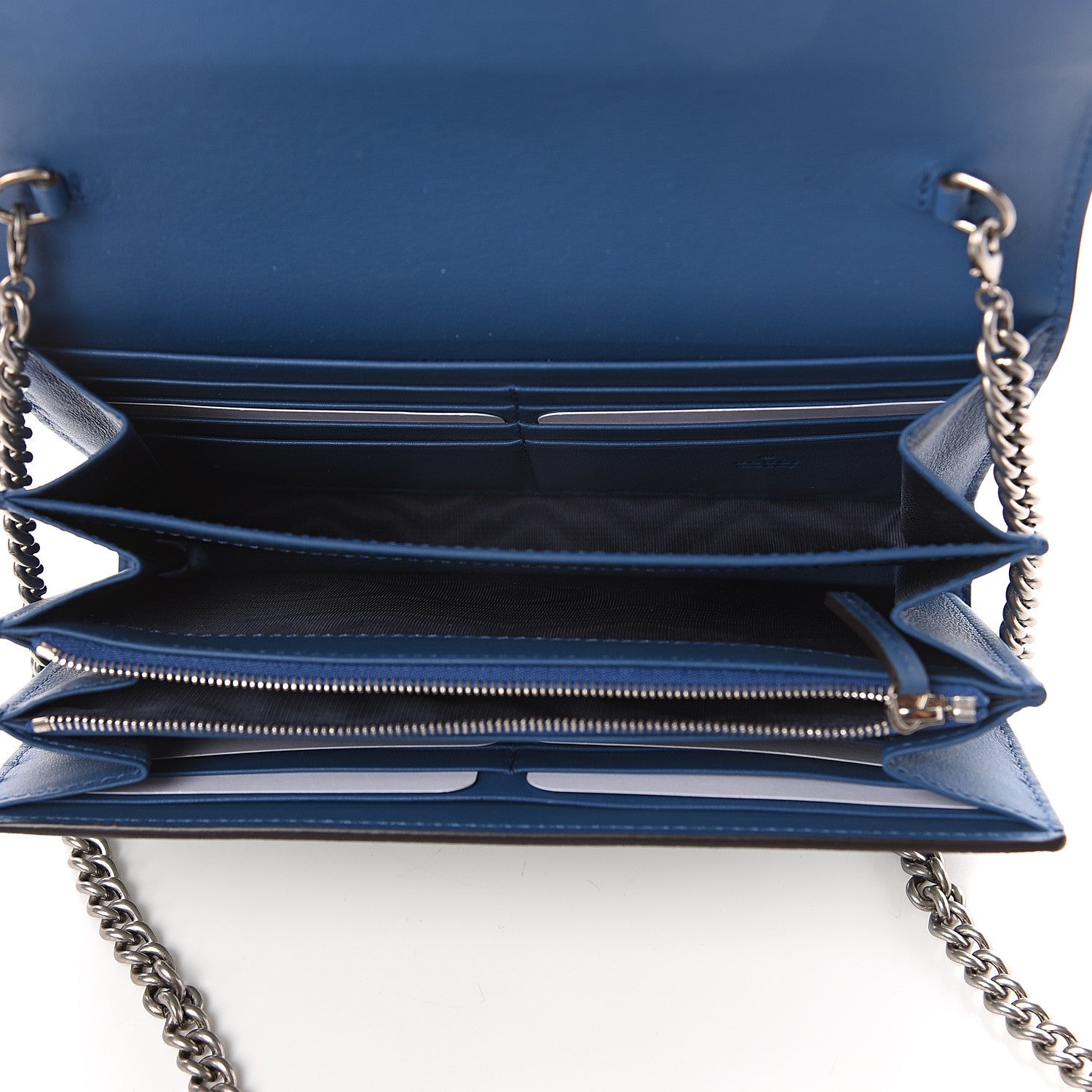 Gucci GG Supreme Monogram Blooms Mini Dionysus Chain Wallet Beige Blue Navy Vintage Blue 4 of 9